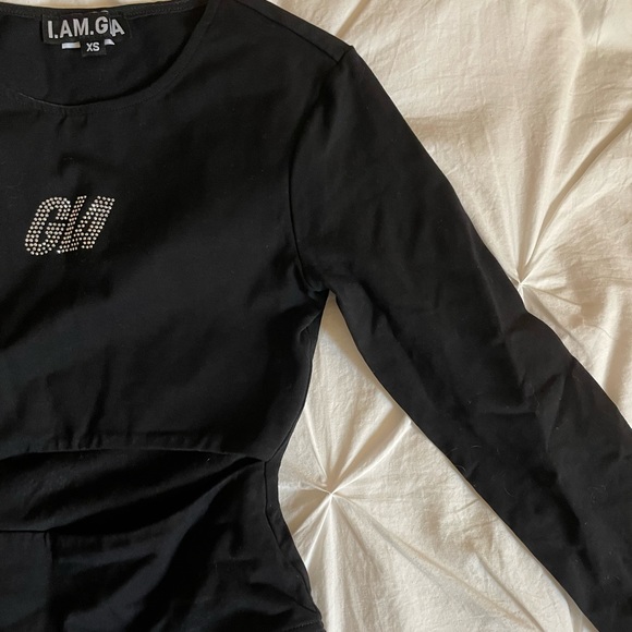 i am gia long sleeve cut out crop top - Picture 3 of 5